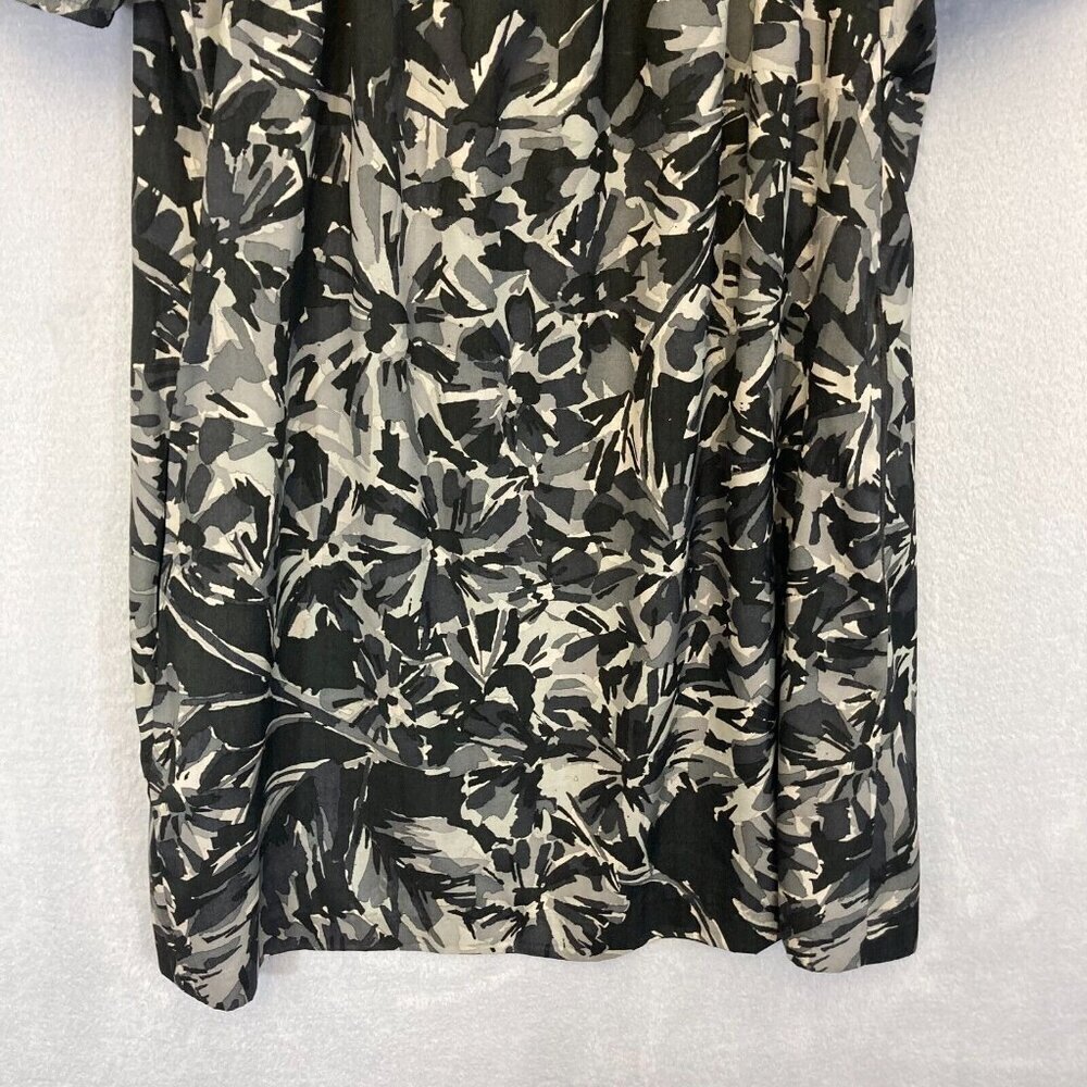 TRINA TURK Silk &‎ Wool Mid High Dress Womens Size 8 Black White Floral - Picture 4 of 13